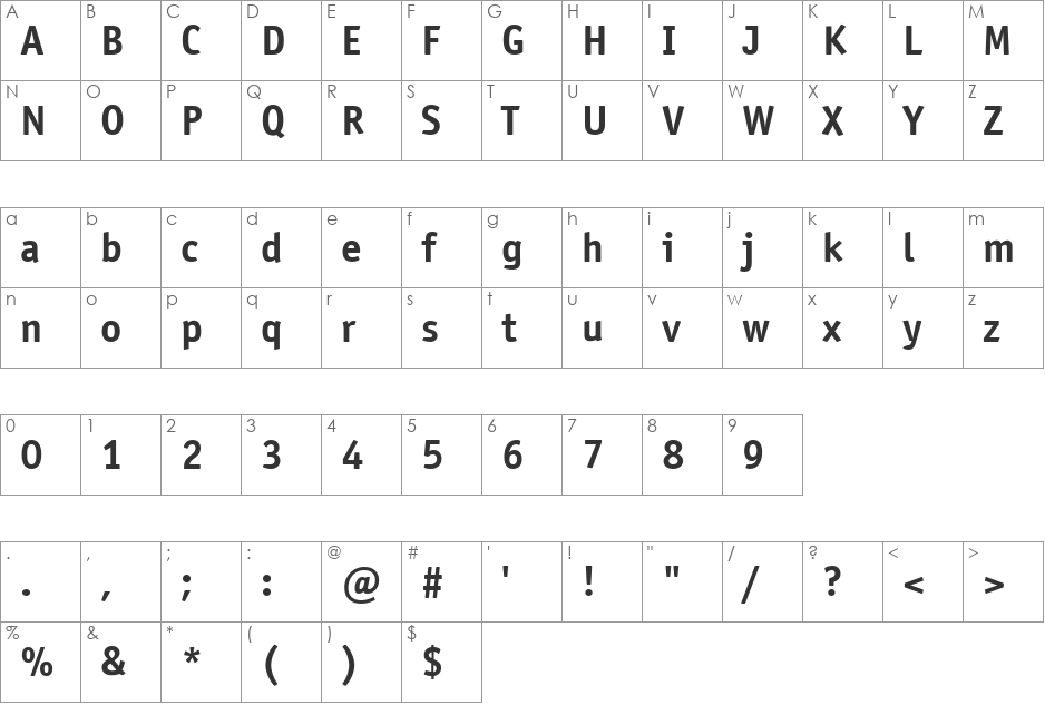 OfficinaSansCTT font character map preview