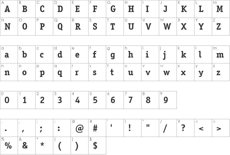 OfficinaSerifCTT font character map preview