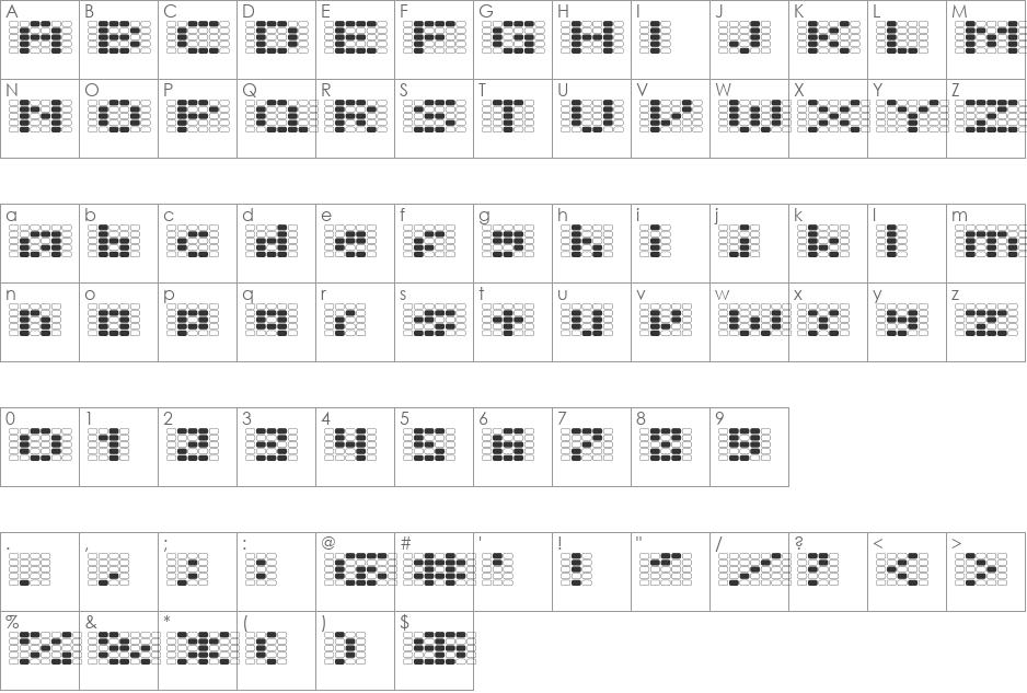 Offon font character map preview