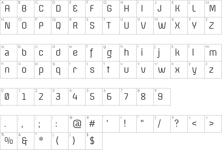 Offside font character map preview