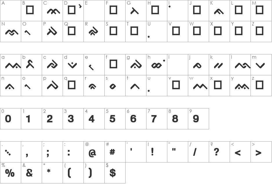 OgieCappo Campotype font character map preview