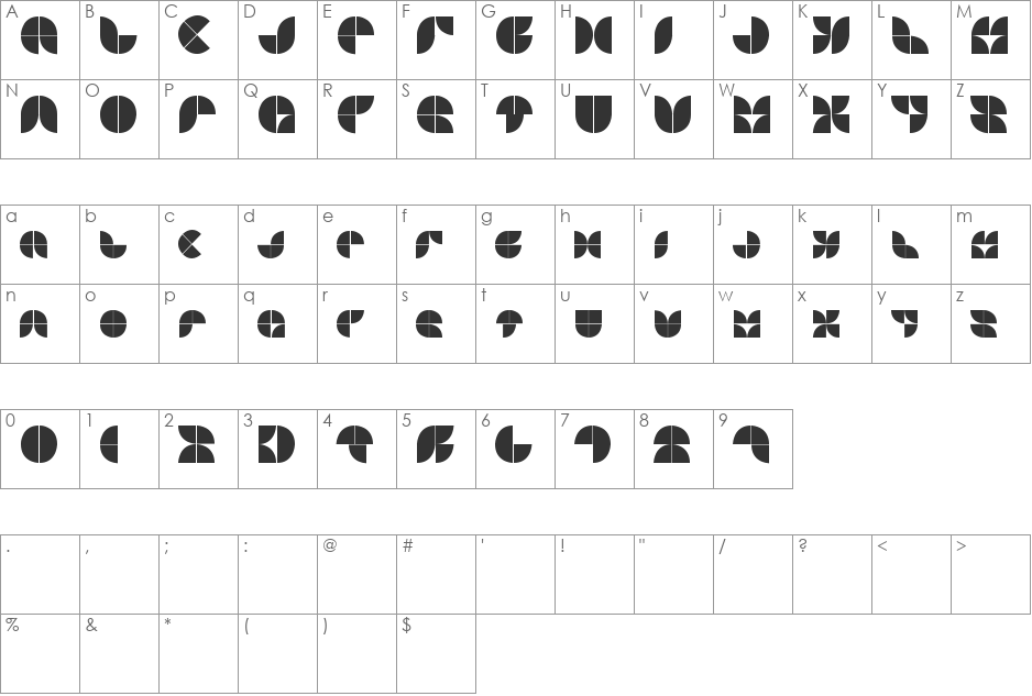 Ogive Curvature font character map preview