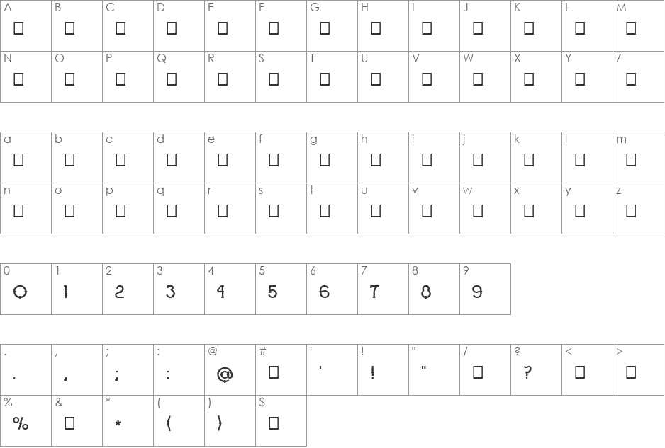 Ograda font character map preview