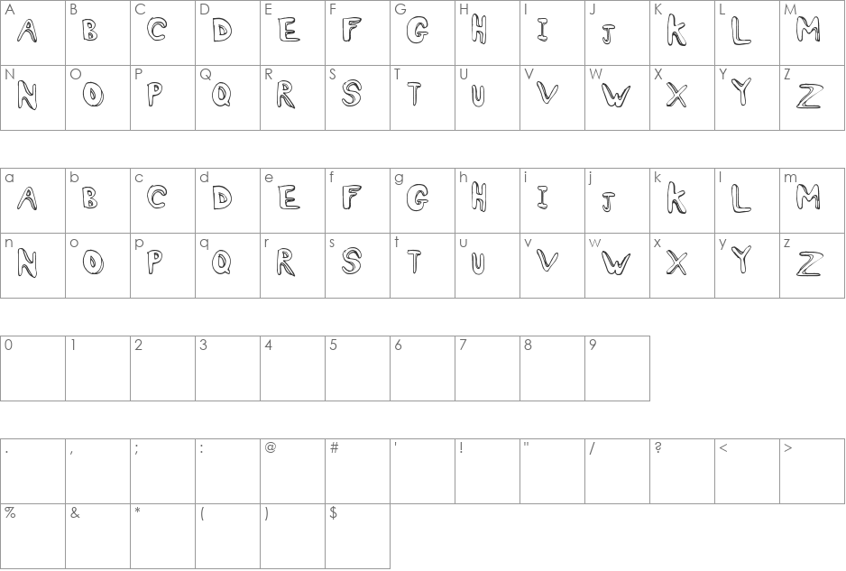 Oh Ashy font character map preview