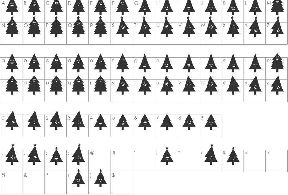 oh christmas ding font character map preview