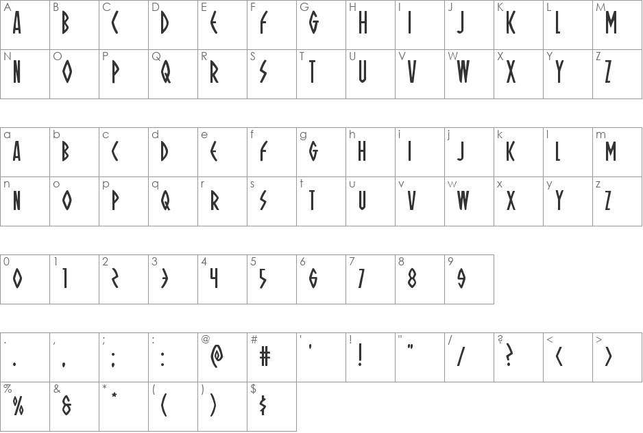 Oh Mighty Isis font character map preview