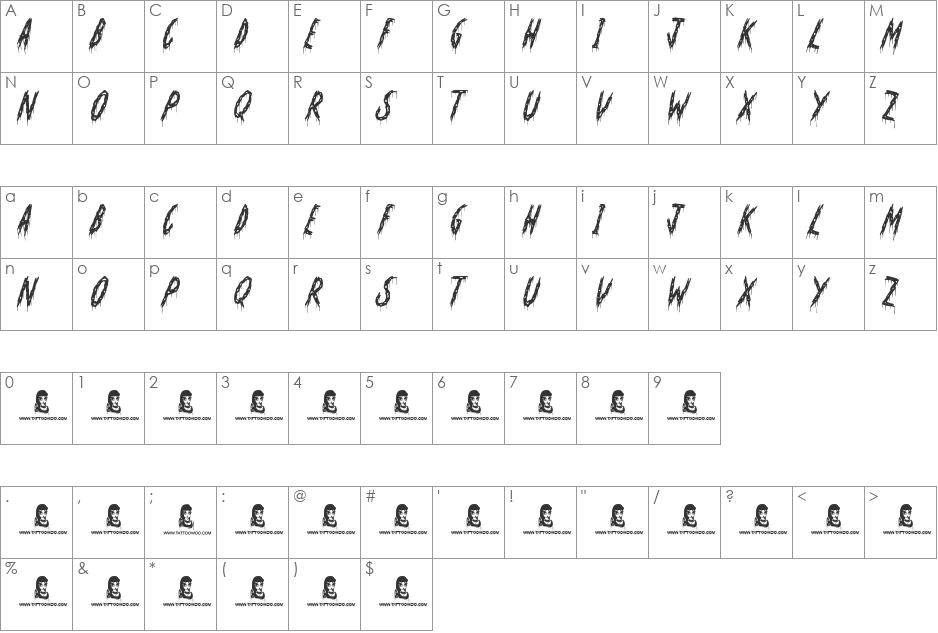 Oh No Not Again font character map preview