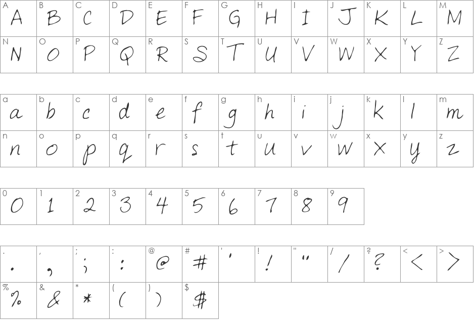 Ohi font character map preview
