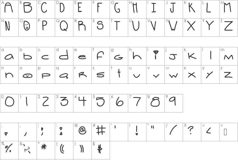 OhLala font character map preview