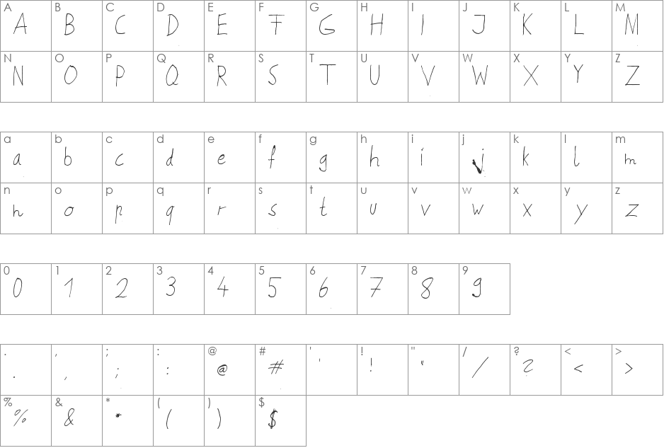 ohm8 font character map preview