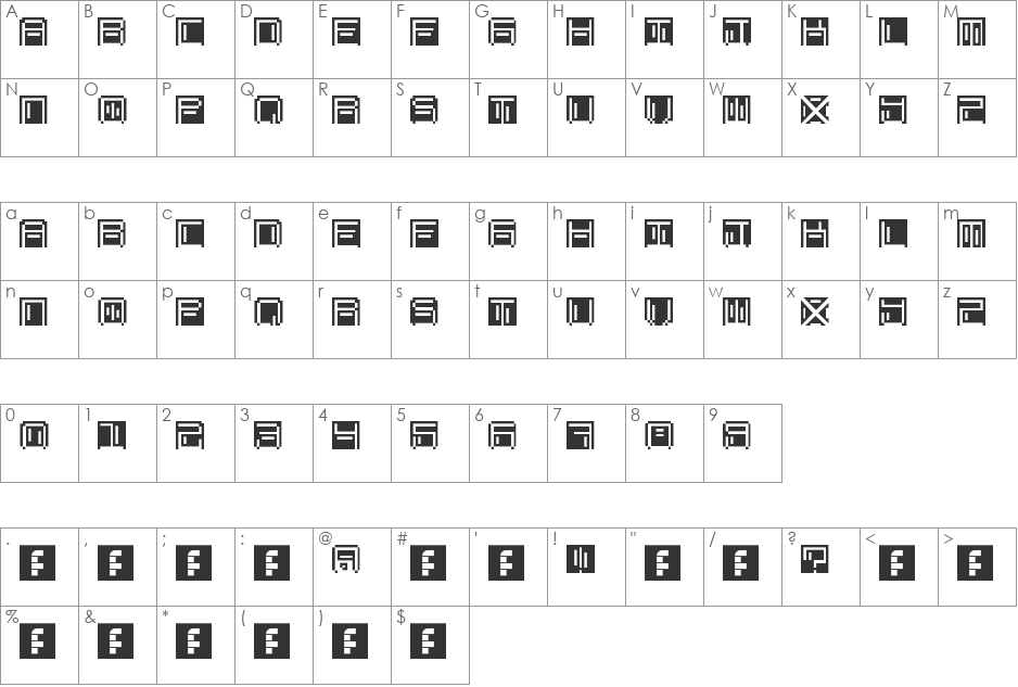 OHMU font character map preview