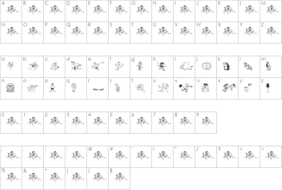OHNO font character map preview