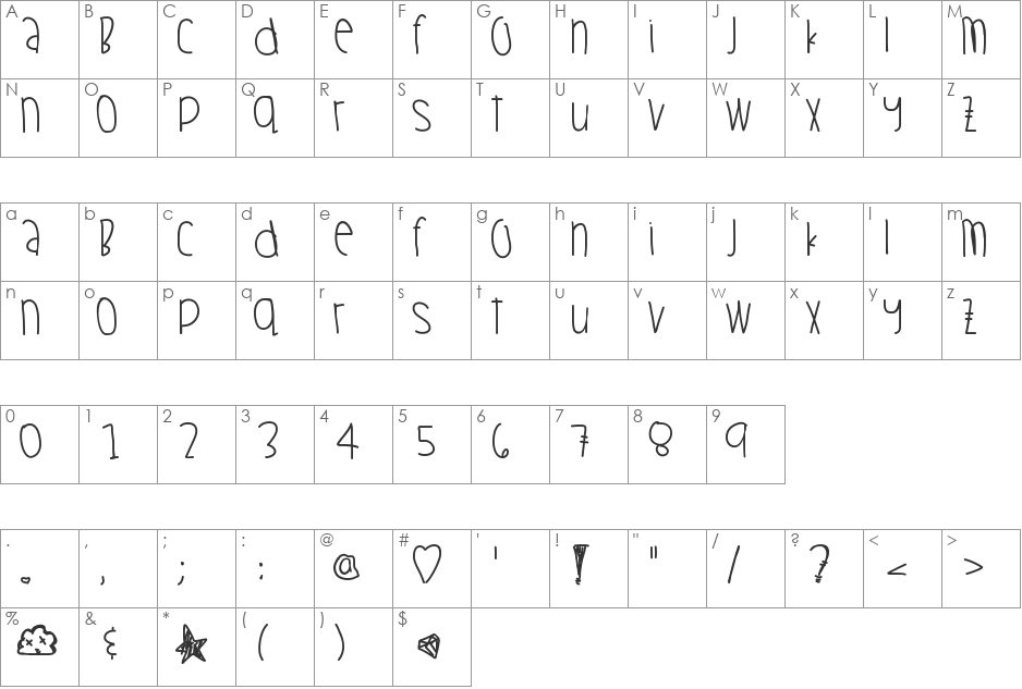 OhStormy font character map preview