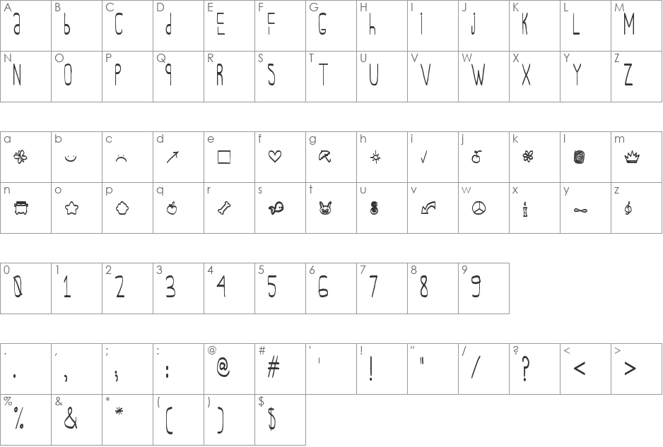 Oh_Adrian&Vickie font character map preview