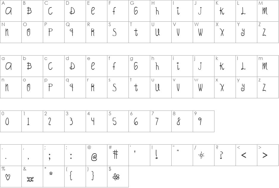 Oh_Hello_Candy font character map preview
