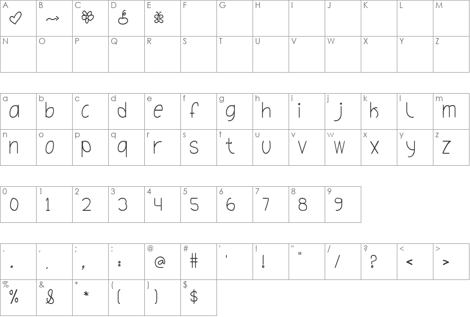 Oh_Hello_Dya font character map preview