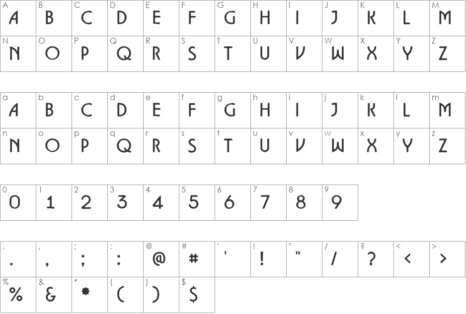 a_LancetRgh font character map preview