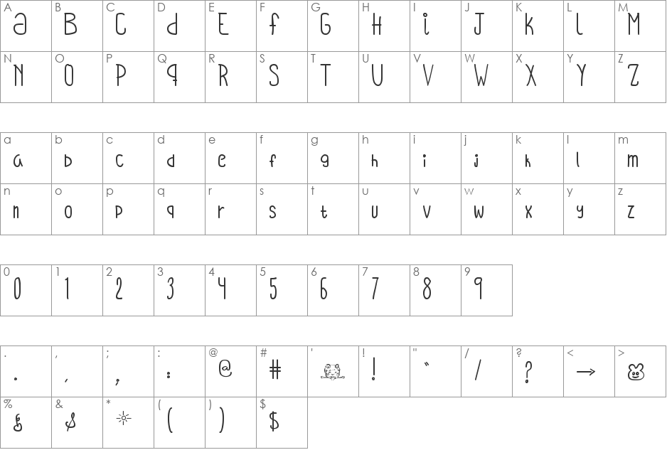 Oh_Hello_Vickie font character map preview