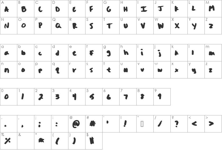 Oh_Snap font character map preview