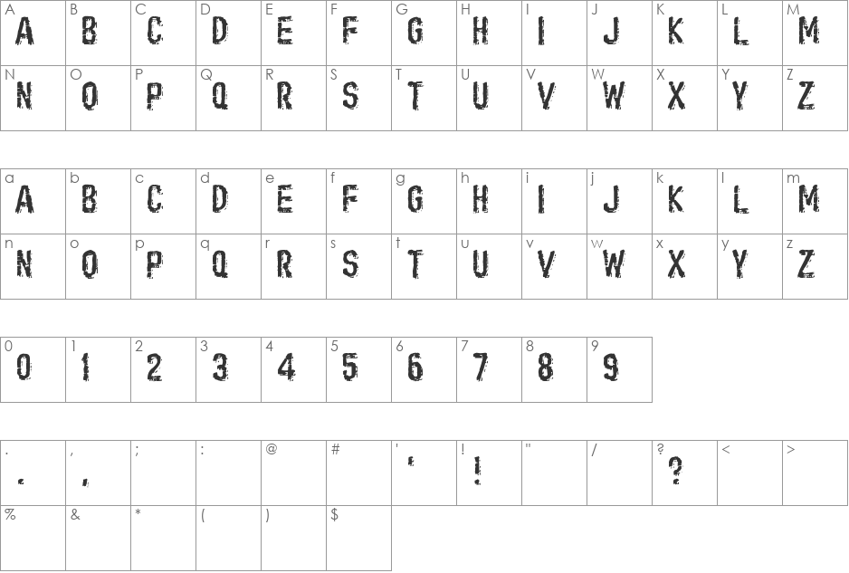 Oil Age Heiroglyphs font character map preview