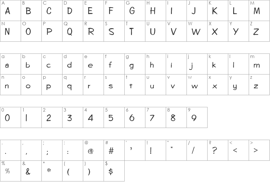 Oingee-Light font character map preview