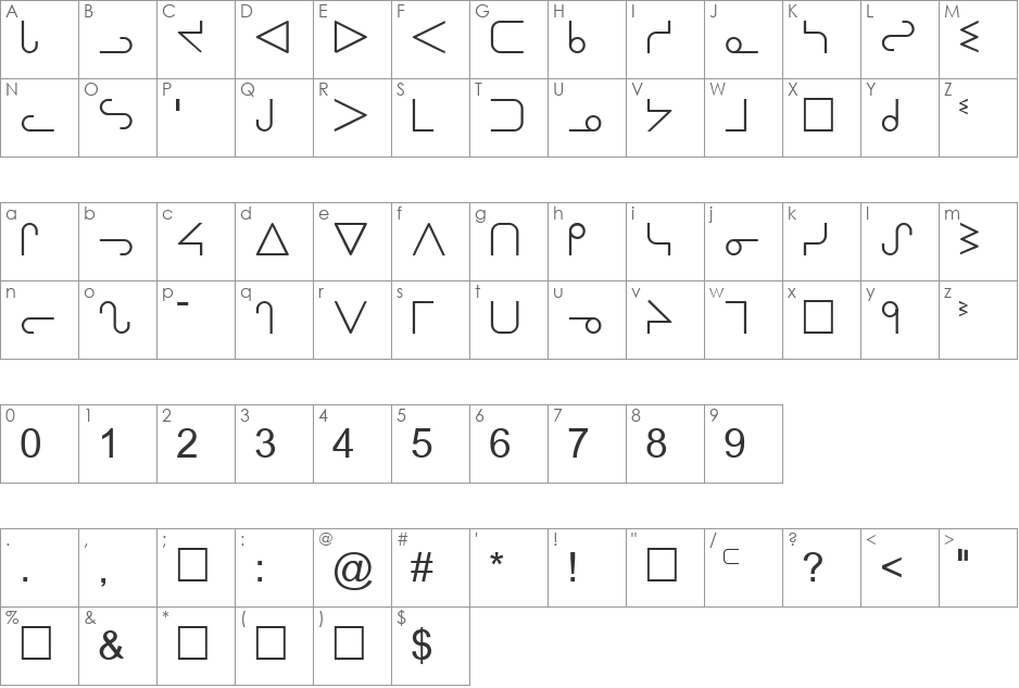 Ojibway font character map preview