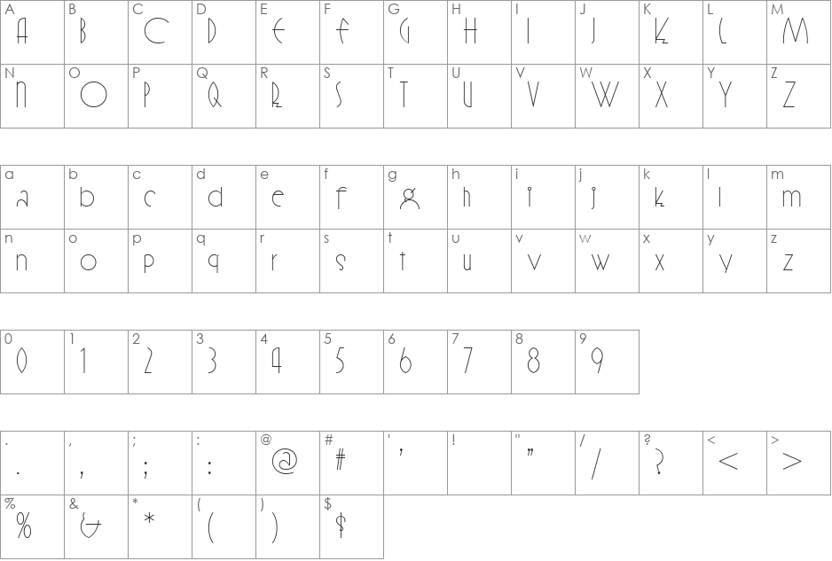 OK Chorale NF font character map preview