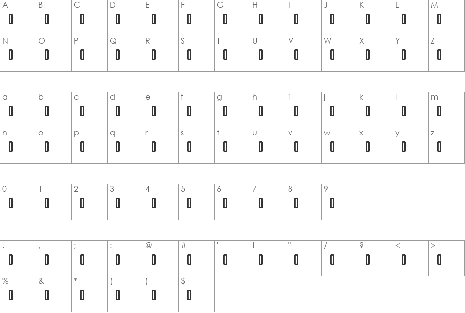 OKC FONT font character map preview