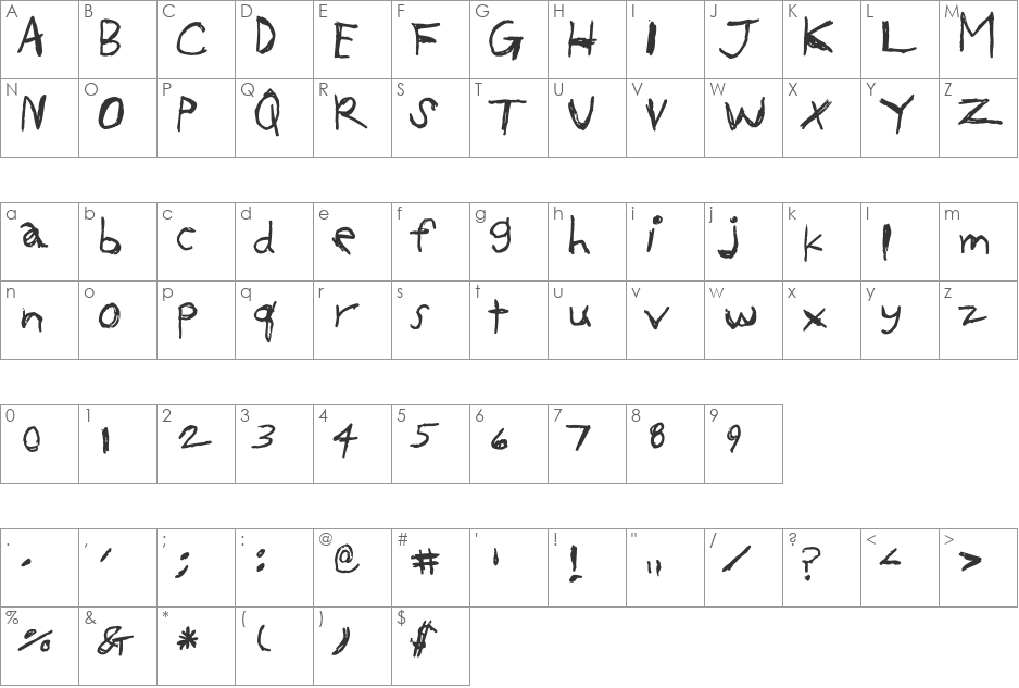 OKCOK font character map preview