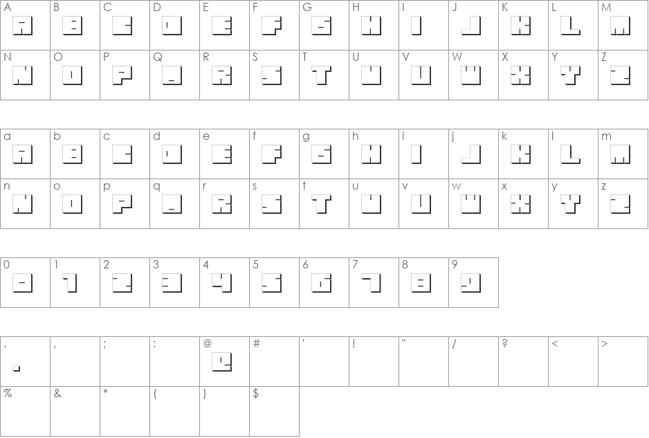Oki font character map preview