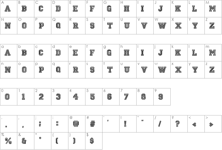 Oklahoma font character map preview