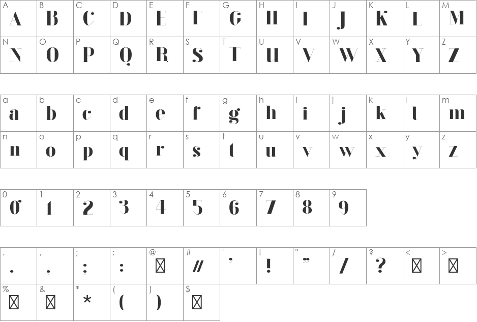 Oktober Text font character map preview
