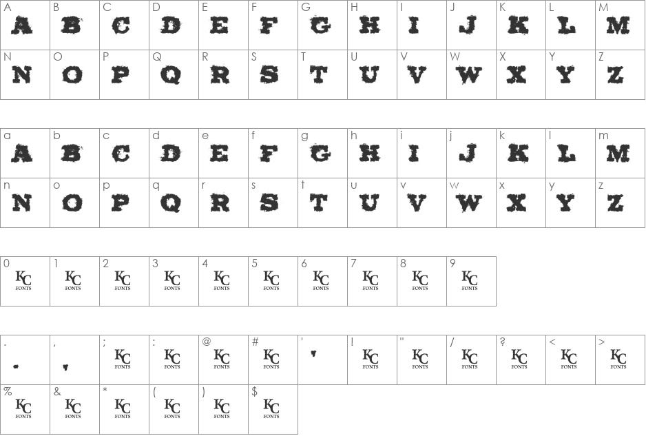 Ol' Cowboy font character map preview