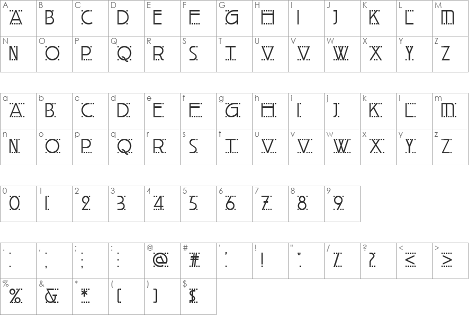 Olbrich Display NF font character map preview