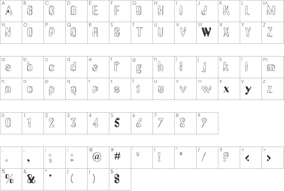 Old & Messy font character map preview
