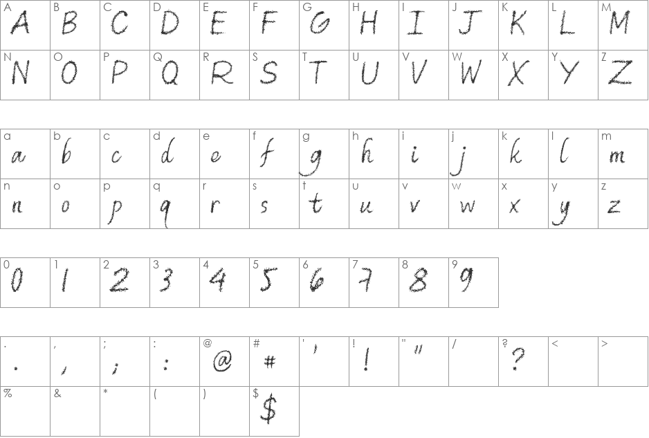 Old Bookshop font character map preview