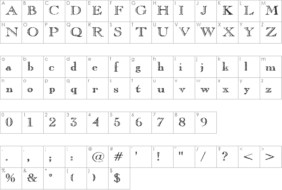 Old Copperfield font character map preview