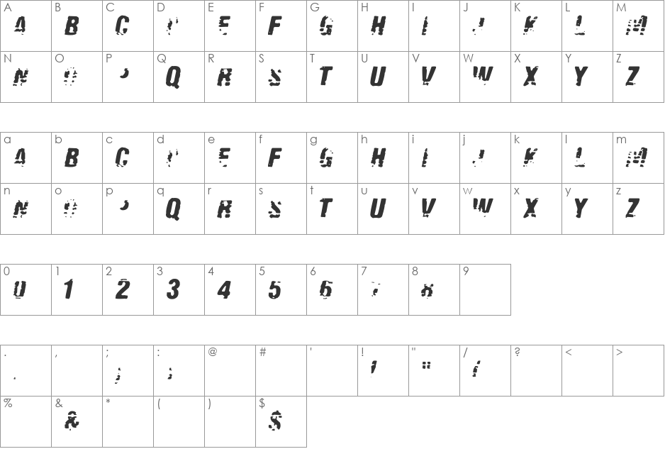 Old Fax font character map preview