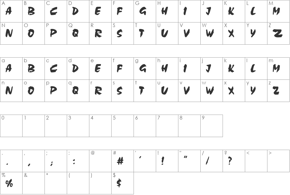Old Hero font character map preview