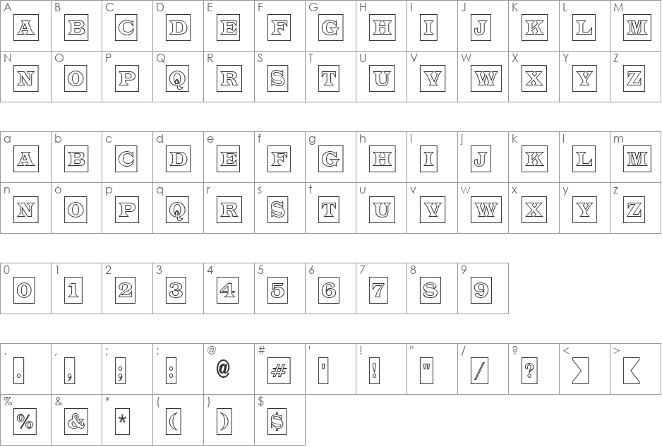 a_LatinoTitulCmOtl font character map preview