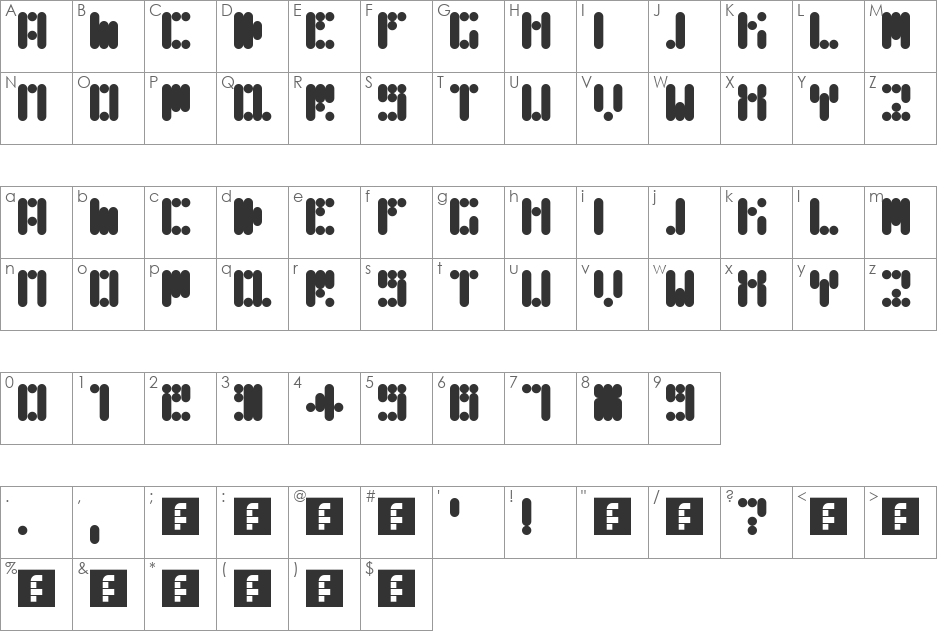 Old More4 font character map preview