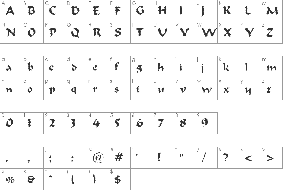 Old Oak font character map preview