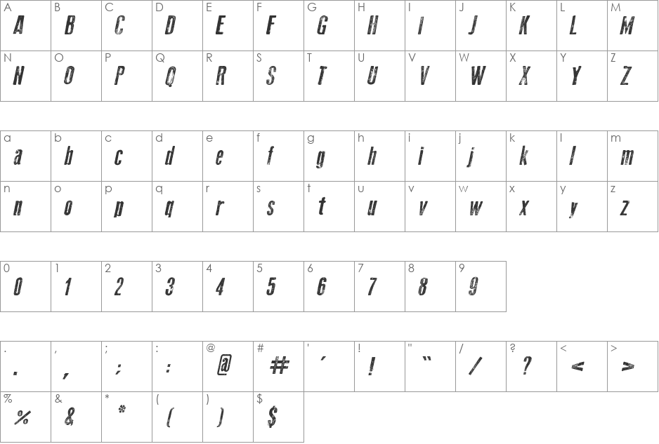 Old Press font character map preview