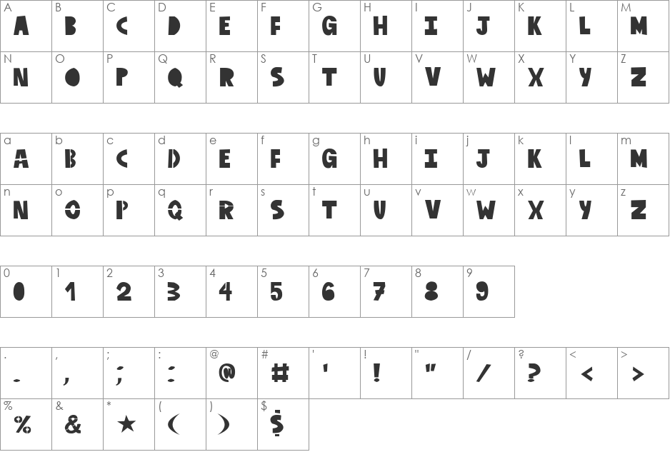 Old Providence font character map preview