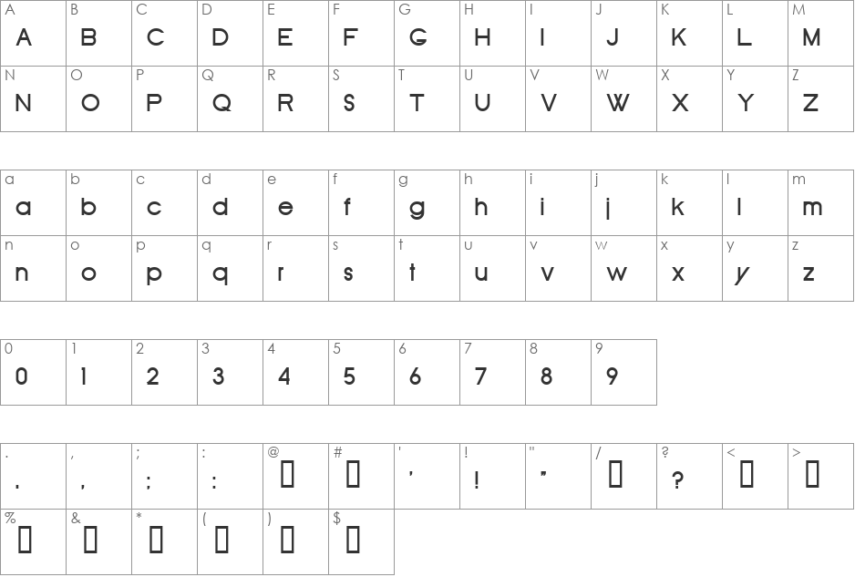 Old Republic font character map preview