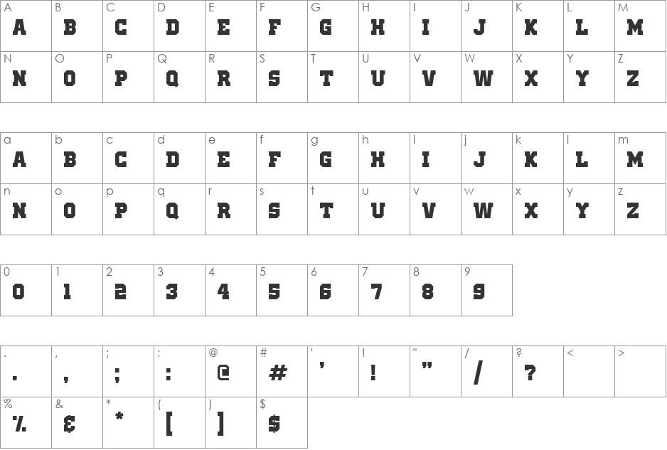 Old School United font character map preview