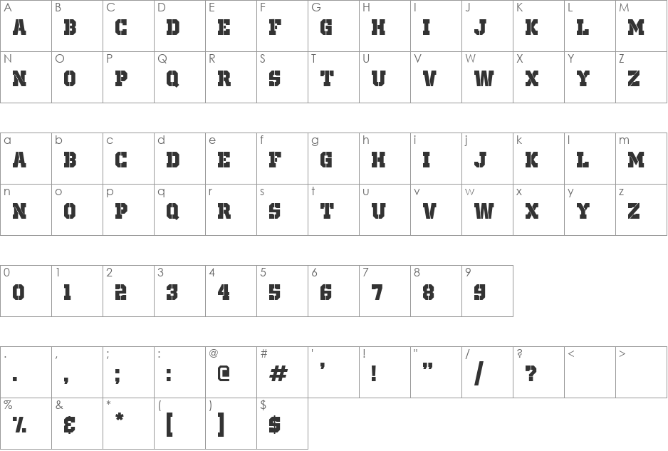 Old School United font character map preview