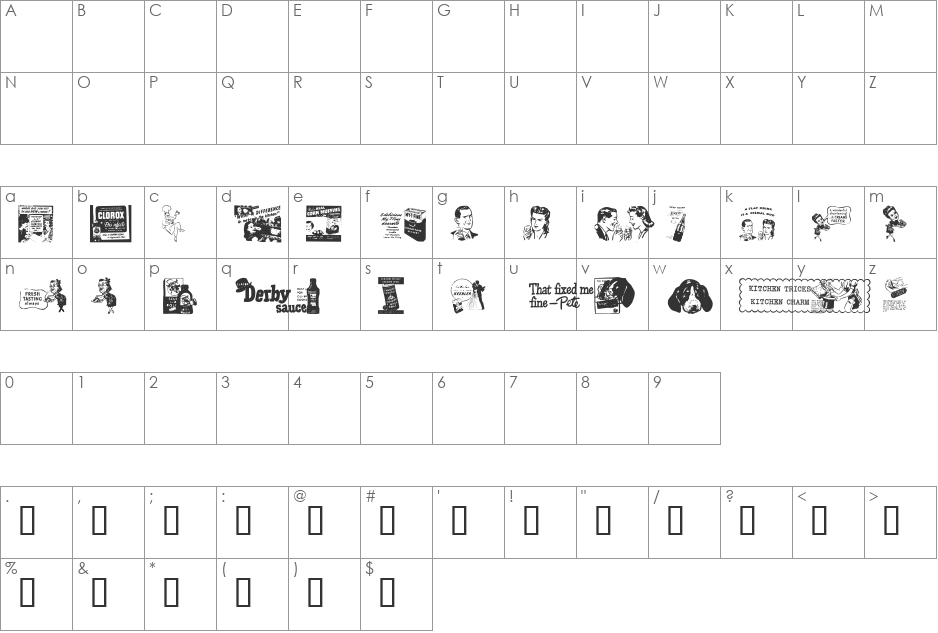 Old Time Ad Dings Two font character map preview