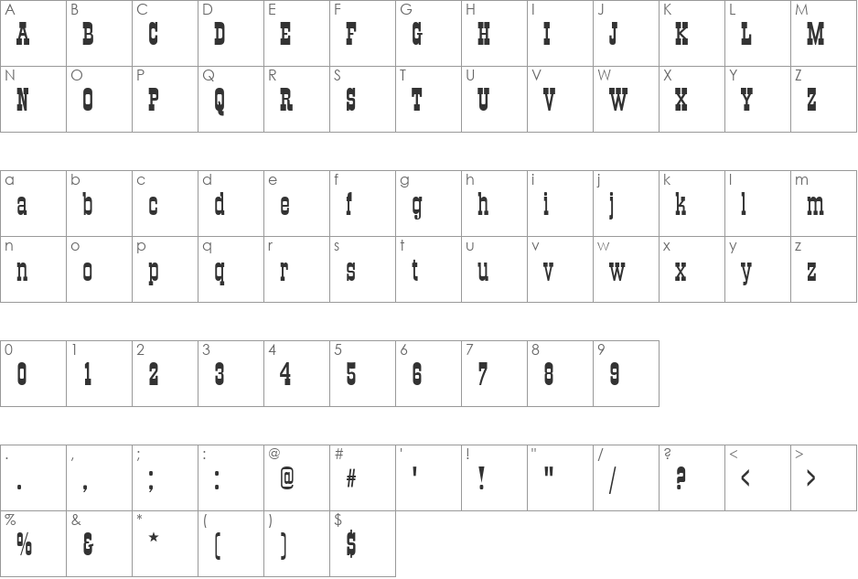 Old Town font character map preview