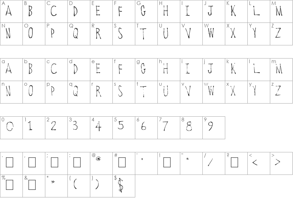 Old Towne Vermont font character map preview